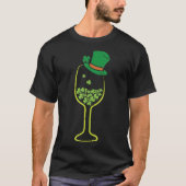 Wine Kleeblatts Art St Patricks Festival Drinks T-Shirt (Vorderseite)