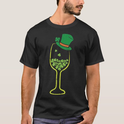 Wine Kleeblatts Art St Patricks Festival Drinks T-Shirt (Vorderseite)