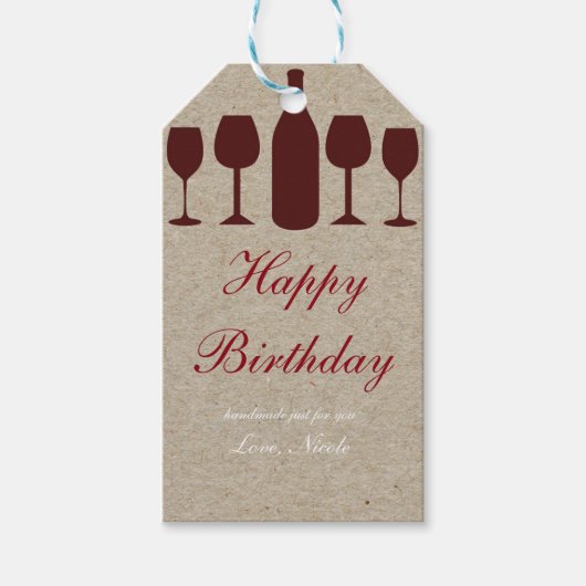 Wine Kraft Paper Holiday Present Geschenk Tag Geschenkanhänger (Vorderseite)