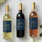 Wine Label Chic Luxury Navy Gold 80th Birthday Weinetikett