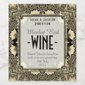 Wine Labels Black Baroque Lace Pattern Weinetikett (Einzelnes Label)