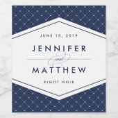 Wine Labels für Navy und White Geometric Wedric Weinetikett (Einzelnes Label)