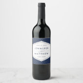 Wine Labels für Navy und White Geometric Wedric Weinetikett (Vorderseite)