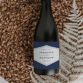 Wine Labels für Navy und White Geometric Wedric Weinetikett