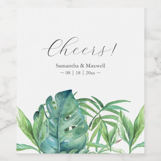 Wine Labels Tropical Palm Blätter Weinetikett (Einzelnes Label)