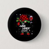 Wine Lover Gnome Red Buffalo Plaid Matching Family Button (Vorderseite)