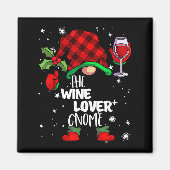 Wine Lover Gnome Red Buffalo Plaid Matching Family Magnet (Vorne)