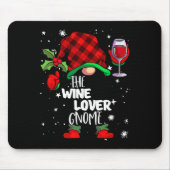 Wine Lover Gnome Red Buffalo Plaid Matching Family Mousepad (Vorne)