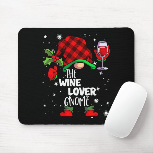 Wine Lover Gnome Red Buffalo Plaid Matching Family Mousepad (Mit Mouse)