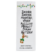 Wine Lover Reindeer Names Funny Christmas Geschenktüte Für Weinflaschen (Vorderseite)