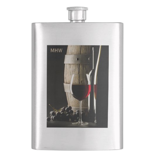 Wine Lover's custom monogram flask Flachmann (Vorderseite)