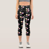 Wine Lovers Red White Briasses Muster Capri Leggings (Vorderseite)