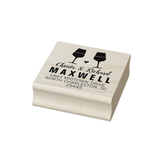Wine Lovers Wine Glasses Paare Adresse Briefmarke Gummistempel (Stempel)