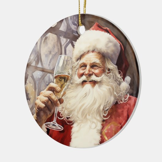 Wine Loving Santa Claus Keramik Ornament (Links)