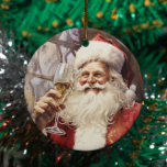 Wine Loving Santa Claus Keramik Ornament<br><div class="desc">This design may be personalized in the area provided by changing the photo and/or text. Or it can be customized by clicking Personalize this Template and then choosing the click to customize further option and delete or change the color of the background, add text, change the text color or style,...</div>