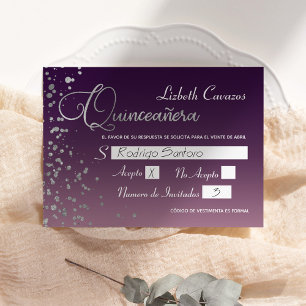 Wine Mauve Lila Silver Confetti Quinceanera UAWG Einladung