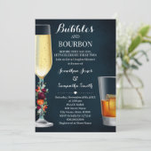 Wine Navy Bubbles & Bourbon Couples Dusche Hochzei Einladung (Stehend Vorderseite)