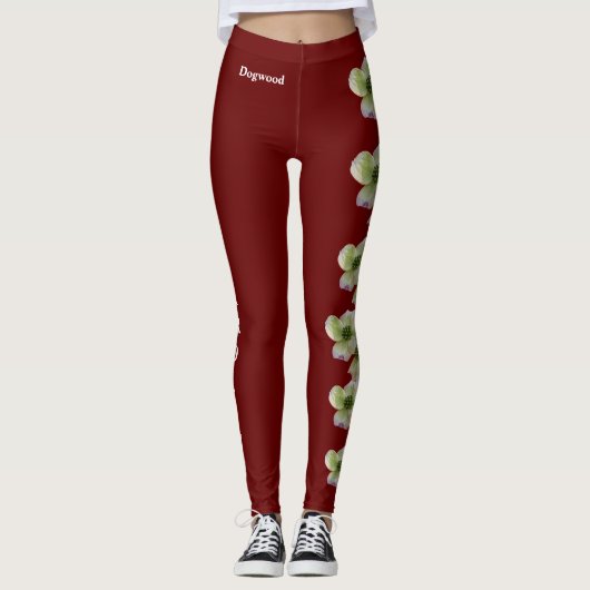 Wine North Carolina Staat Blume Dogwood Leggings (Vorderseite)