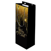 Wine O'Clock Gold Glitz Geschenktüte Für Weinflaschen (Vorderseite Schrägansicht)