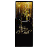 Wine O'Clock Gold Glitz Geschenktüte Für Weinflaschen (Vorderseite)