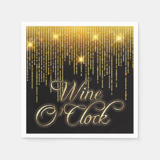 Wine O'Clock Gold Glitz Serviette (Vorderseite)