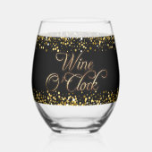 Wine O'Clock Gold Text Weinglas Ohne Stiel (Rückseite)