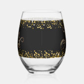 Wine O'Clock Gold Text Weinglas Ohne Stiel (Rechts)