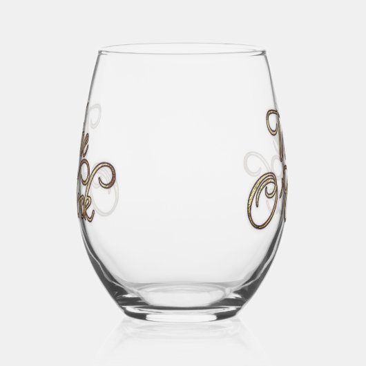 Wine O'Clock Gold Text Weinglas Ohne Stiel (Rechts)