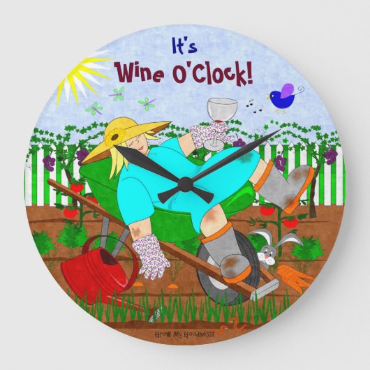 Wine O'Clock in the Garden Große Wanduhr (Vorderseite)