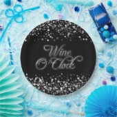 Wine O'Clock Silver Sparkle Pappteller (Party)