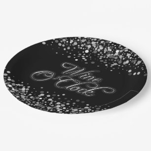 Wine O'Clock Silver Sparkle Pappteller