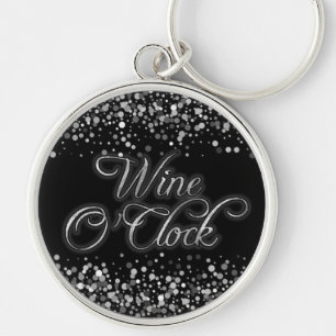 Wine O'Clock Silver Sparkle Schlüsselanhänger