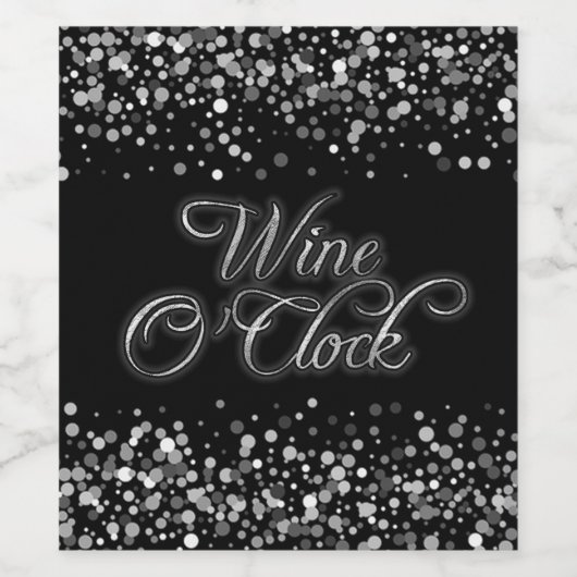 Wine O'Clock Silver Sparkle Weinetikett (Einzelnes Label)