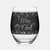 Wine O'Clock Silver Text Weinglas Ohne Stiel (Rückseite)