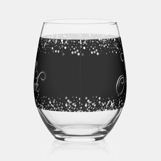 Wine O'Clock Silver Text Weinglas Ohne Stiel (Rechts)