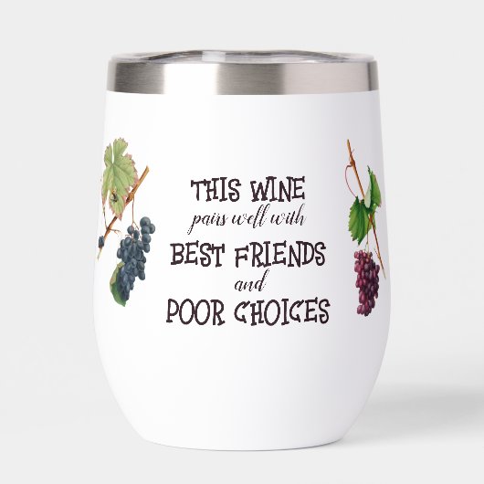 Wine Pairs Well Best Friends Funny Wine Tumbler (Rückseite)