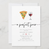Wine & Pizza Perfekte Pair Probe Dinner Einladung (Vorderseite)