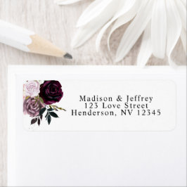 Wine Plum Mauve Fall Floral Wedding Address Label