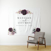 Wine Plum Mauve Fall Floral Wedding Background Wandteppich (Beispiel (Horizontal))