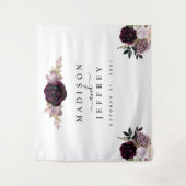 Wine Plum Mauve Fall Floral Wedding Background Wandteppich (Vorderseite)