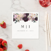 Wine Plum Mauve Fall Floral Wedding Serviette (Beispiel)