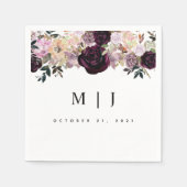 Wine Plum Mauve Fall Floral Wedding Serviette (Vorderseite)