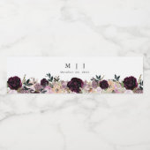 Wine Plum Mauve Fall Floral Wedding Wasserflaschenetikett (Einzelnes Label)