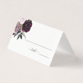 Wine Plum Mauve Floral Wedding Table Platzkarten (Vorderseite)