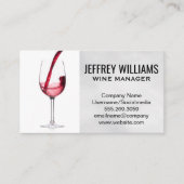 Wine Pour in Glass Business Card Visitenkarte (Vorderseite)