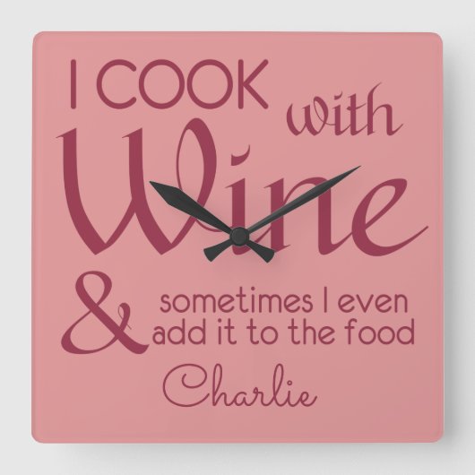 Wine Quote individuelle Name Wanduhr (Vorderseite)