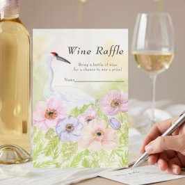 Wine Raffle Bridal Shower Whooping Crane Anemones  Begleitkarte