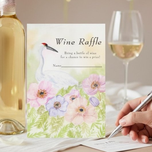 Wine Raffle Bridal Shower Whooping Crane Anemones  Begleitkarte