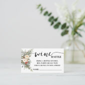 Wine Raffle Ticket Shower Card White Winter Floral (Stehend Vorderseite)