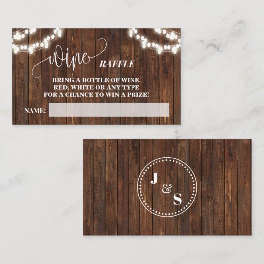 Wine Raffle Ticket Western Brautparty Karte (Vorne/Hinten)